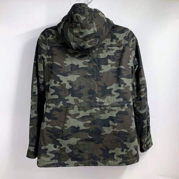 Lucky Brand Women's Camouflage‎ ZIp Snap Military Hooded Utility Jacket Size M - Picture 2 of 12